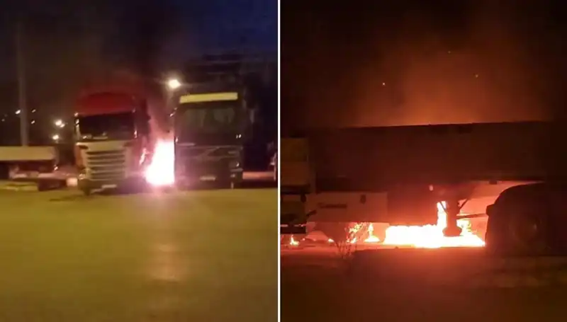 Park Halindeki Tırlara Yakılan Ateş, Şehirde Korku Dolu Anlar Yaşattı